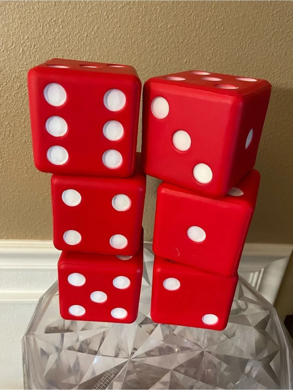 Go To Sports Huge Dice set of 6 Dice Red and White!